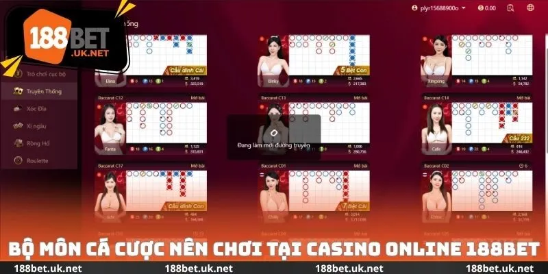 Bộ môn cá cược nên chơi tại Casino Online 188bet