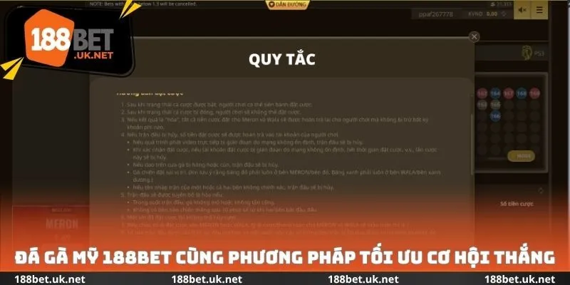 Đá gà Mỹ 188bet cùng phương pháp tối ưu cơ hội thắng