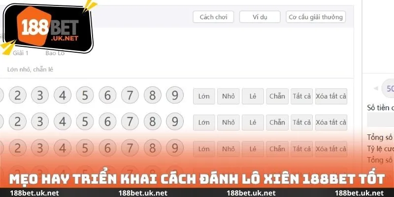 Mẹo hay triển khai cách đánh lô xiên 188bet tốt