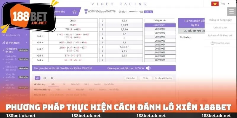 Phương pháp thực hiện cách đánh lô xiên 188bet đơn giản